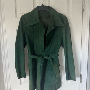 Vintage Green Suede Women's Coat